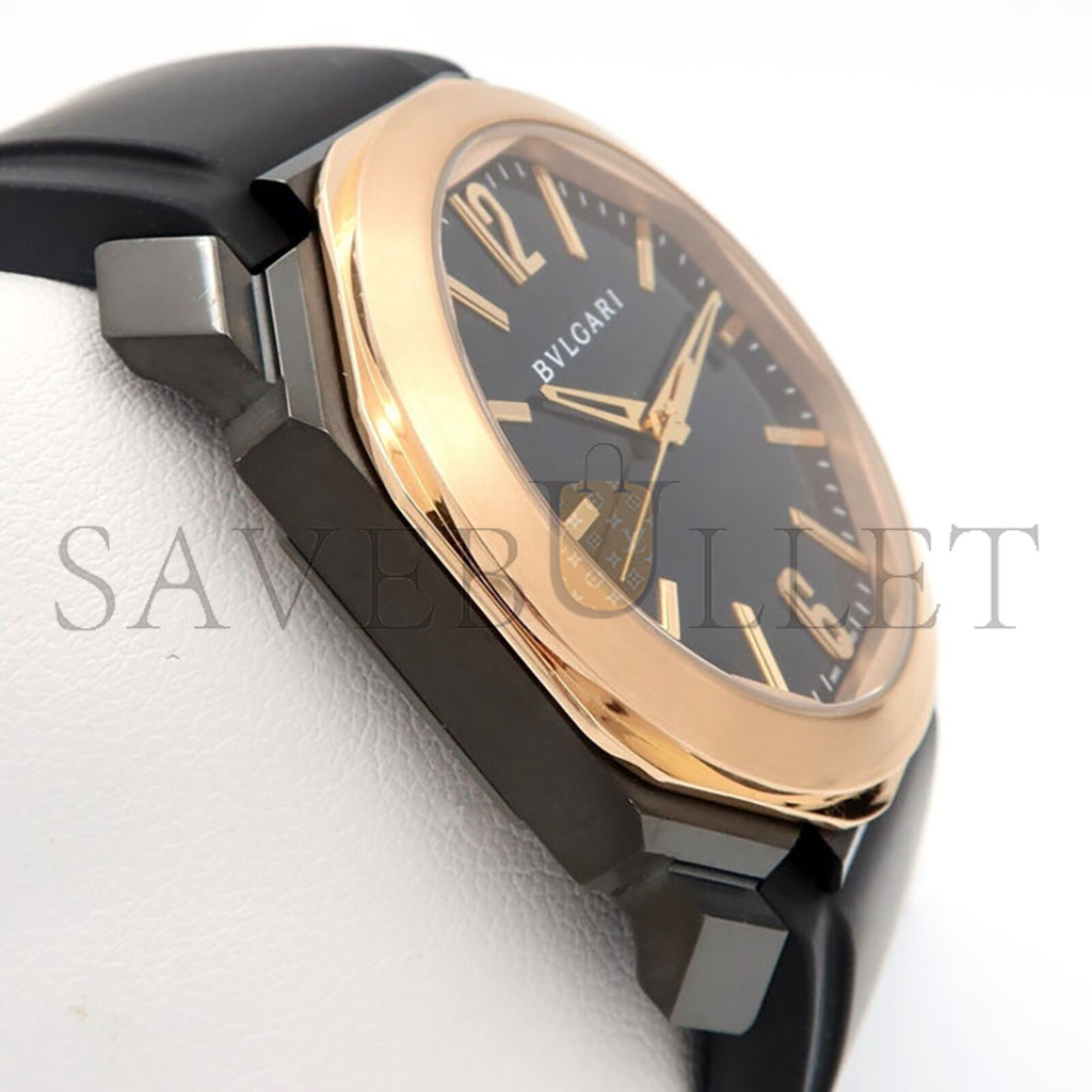 b*l*ai octo 18k rose gold & black steel black dial 41mm auT0matic rubber 102485